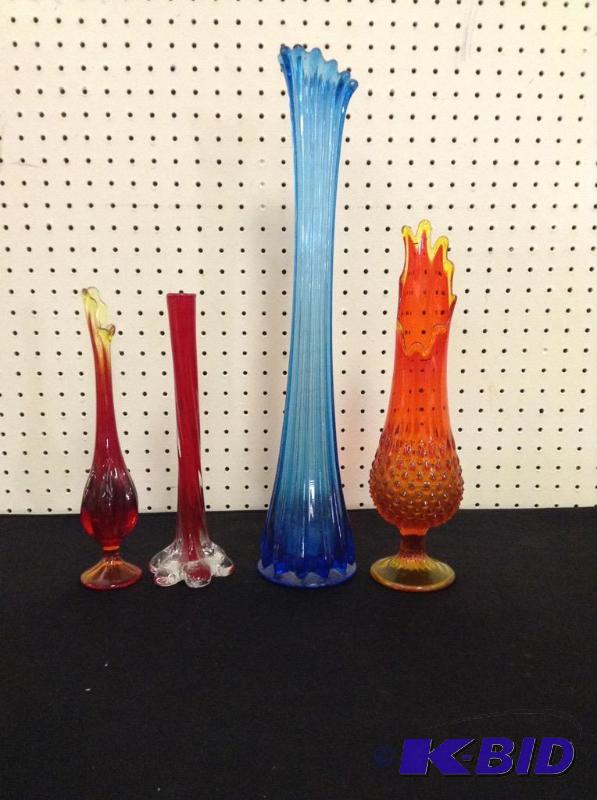 4 Art Glass Vases