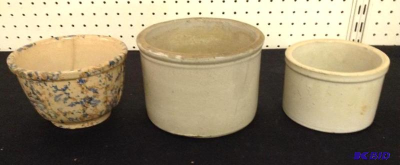 Vintage Earthenware Bowl and Crocks