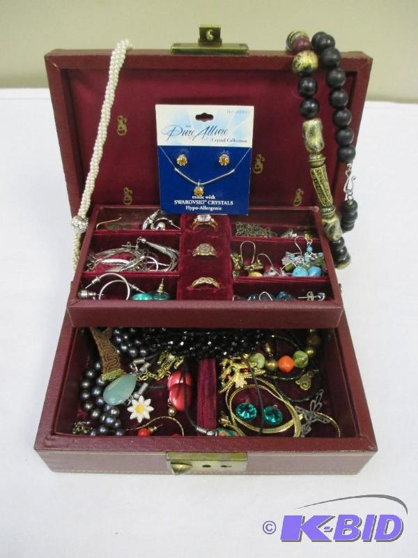 Jewelry Box with Necklaces, Earrings, Bracelets & Rings