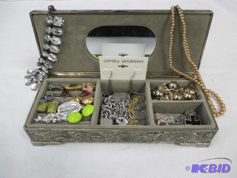 Jewelry Box with Earrings, Necklaces & Pins