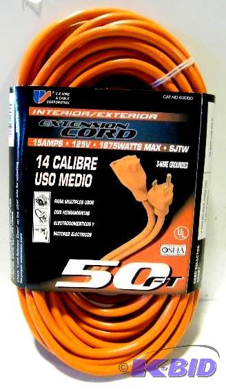 lot 2 image: 14 Gauge Extension Cord - 50 foot - 15 amps -...