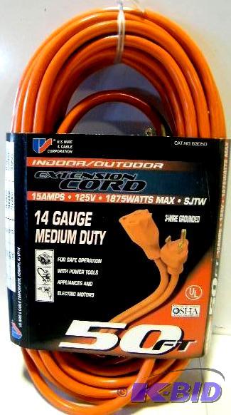 lot 42 image: 14 Gauge Extension Cord - 50 foot - 15 amps -...