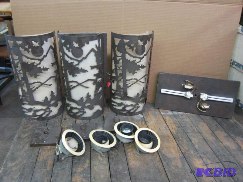 3 Ornate Metal Light Fixtures