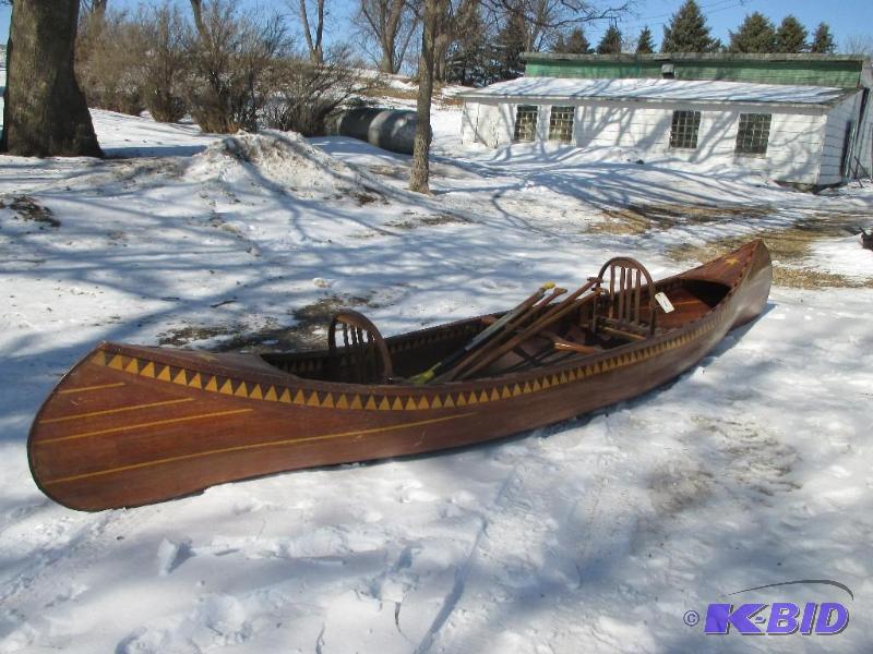 lot 27 image: 15 Hand built canoe. Fiberglassed inside and...