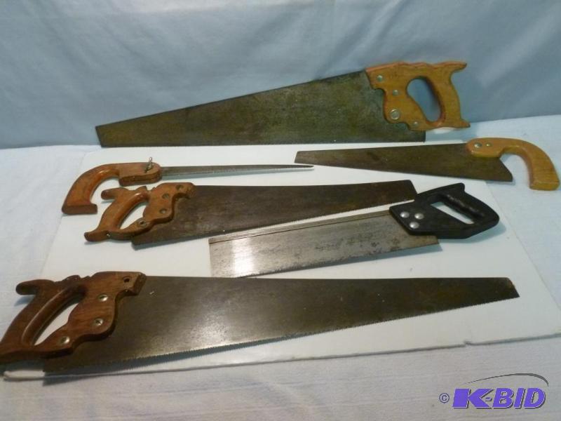 lot 121 image: Lot of six assorted hand saws. ...