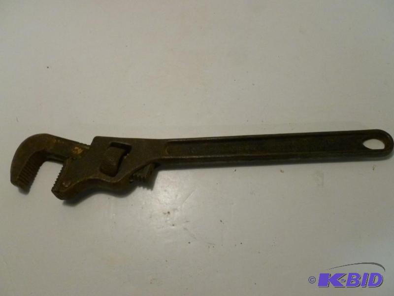 lot 123 image: Antique Lawson 18" pipe wrench, patented...