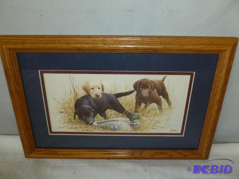 lot 14 image: Killen " Puppy Daze " wood framed a...