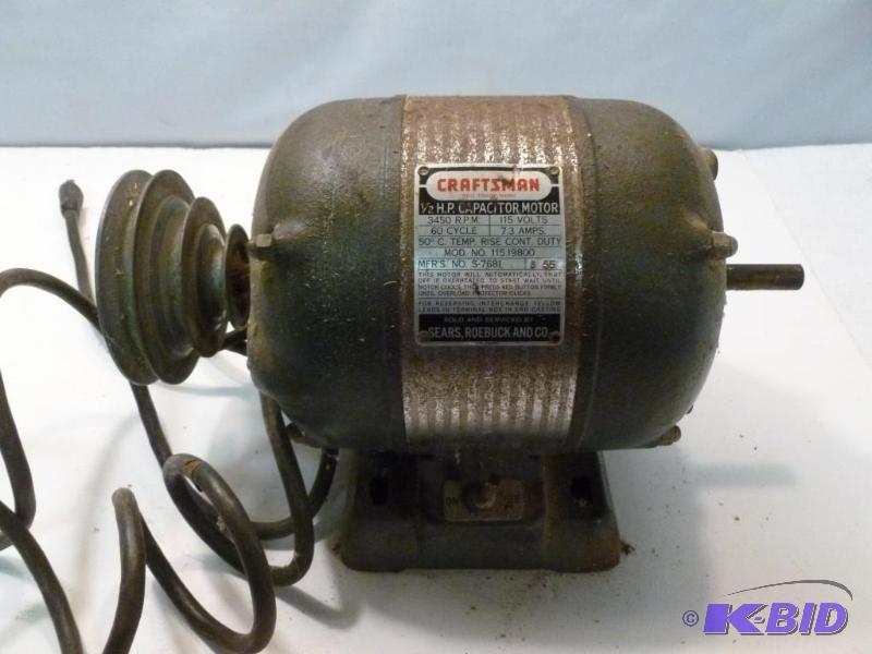 lot 166 image: Craftsman 12 h.p capacitor electric motor wi...