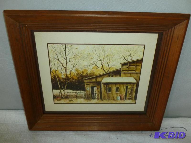 lot 18 image: Robert Nay barn themed wood framed print that...