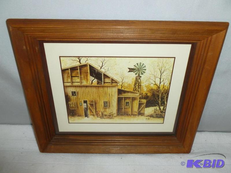 lot 19 image: Robert Nay barn themed wood framed print that...