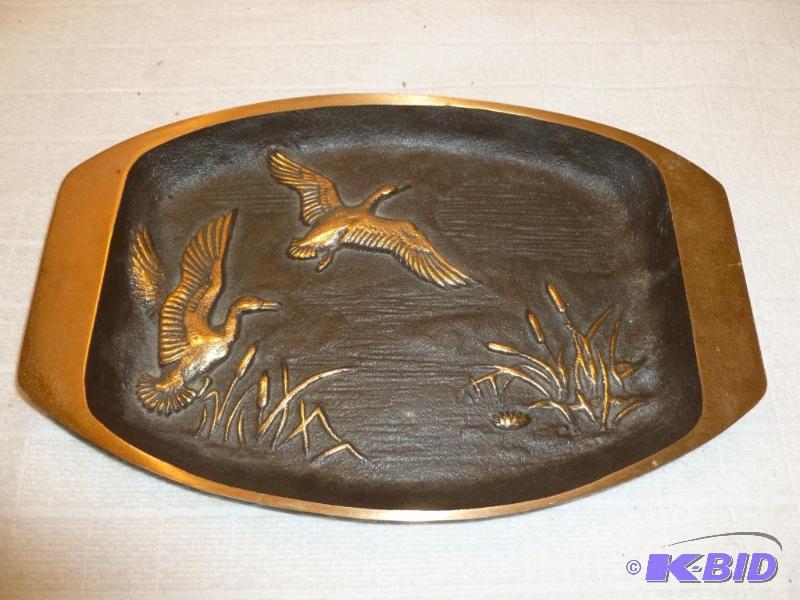 lot 237 image: Large cast bronze duck themed ashtray that me...