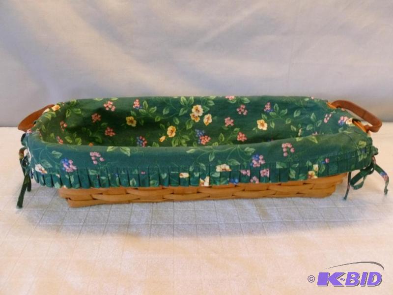 lot 278 image: Nice Longaberger Double Leather Handled Bread...