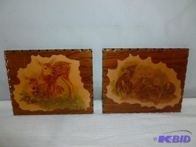 lot 28 image: Lot of two beautiful polished wooden wall pic...