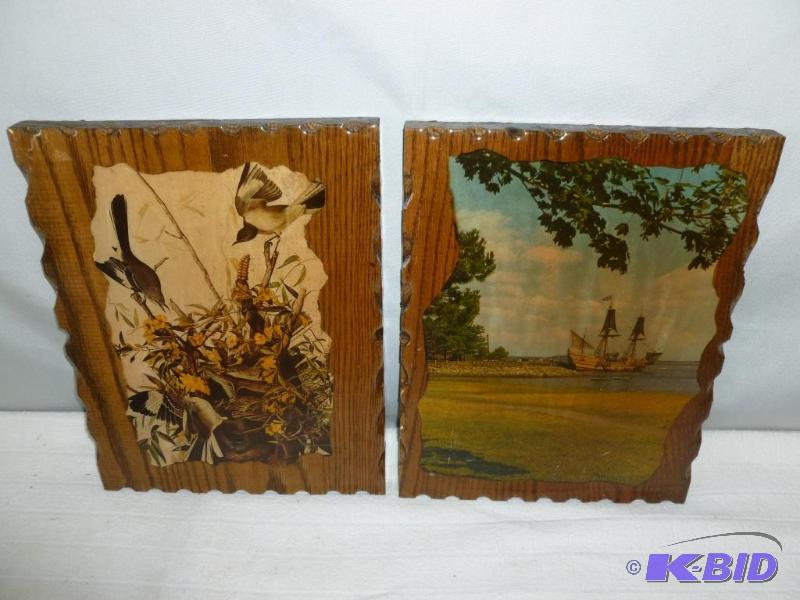 lot 29 image: Lot of two beautiful polished wooden wall pic...