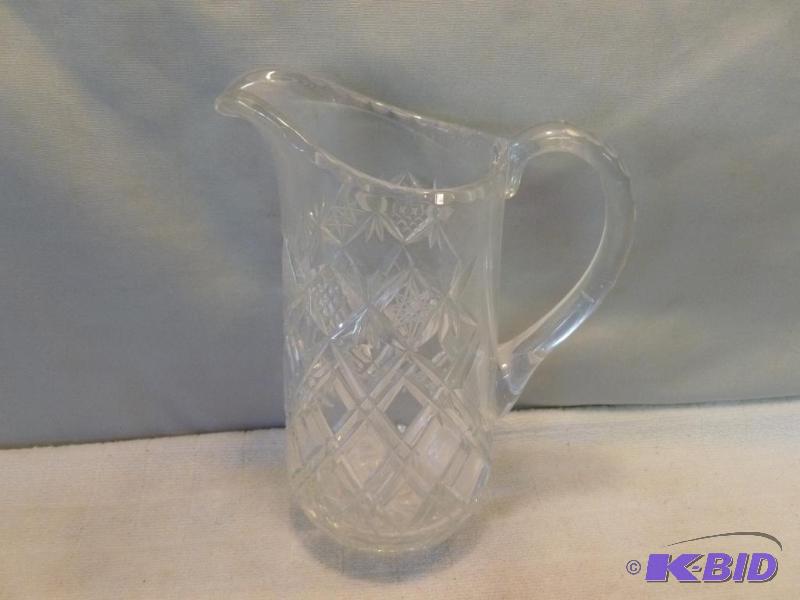 lot 307 image: Large lead crystal glass pitcher that measure...