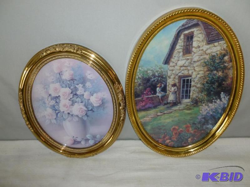 lot 31 image: Lot of two nice decorative oval framed pictur...
