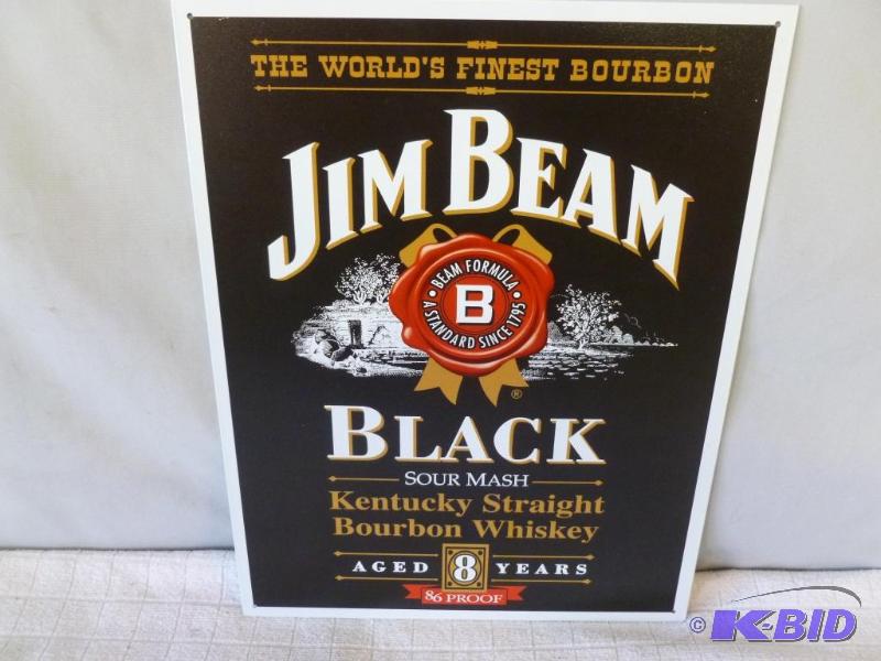 lot 33 image: Jim Beam Black metal sign that measures 12.5&...