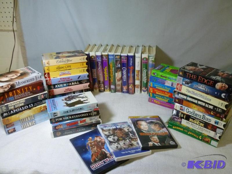 lot 333 image: Large lot of VCR movies that includes several...