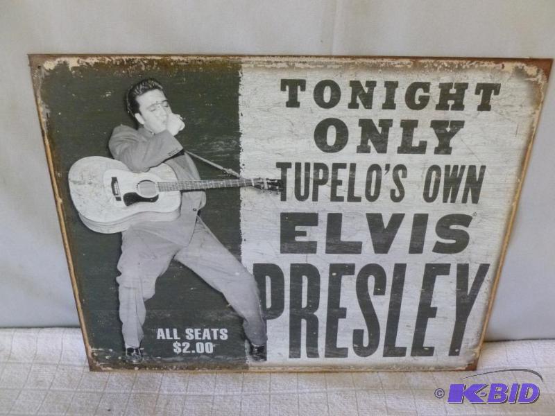 lot 34 image: Elvis Presley metal sign that measures 12.5&q...