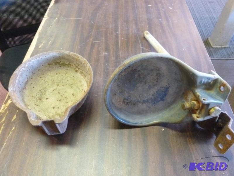lot 35 image: Lot of two vintage cattle drink cups, one has...