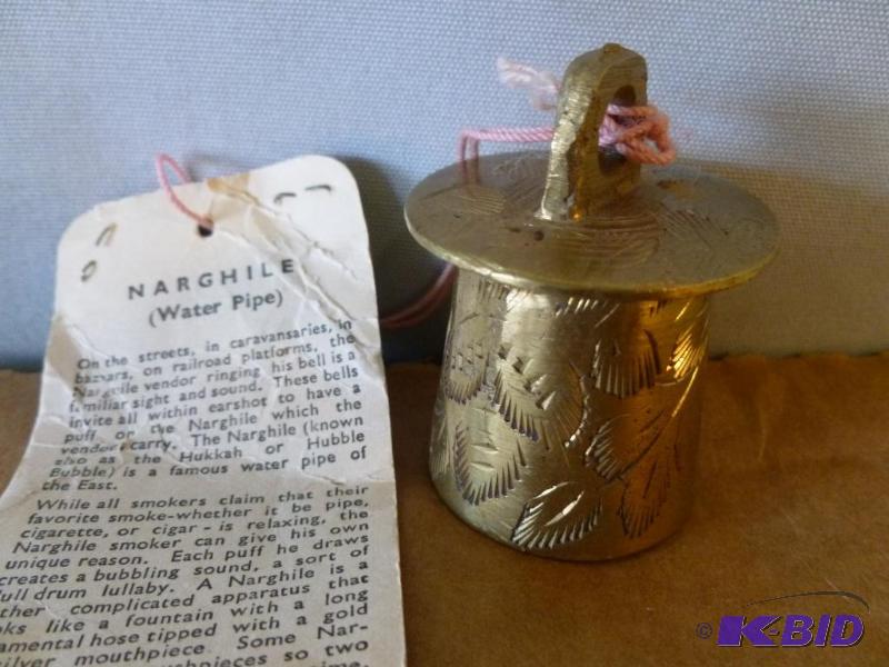lot 40 image: Vintage 1955 S.S Sarna etched cast brass Narg...
