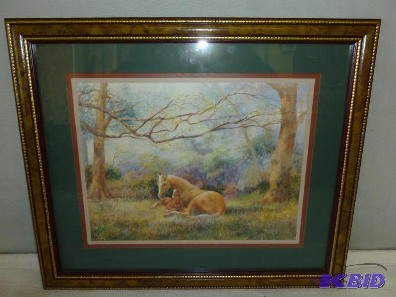 lot 61 image: Beautiful Humphrey Horse Themed wood framed a...