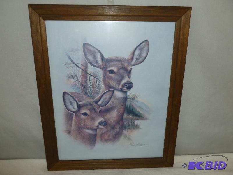 lot 63 image: Ruane Manninc deer themed wood framed print t...
