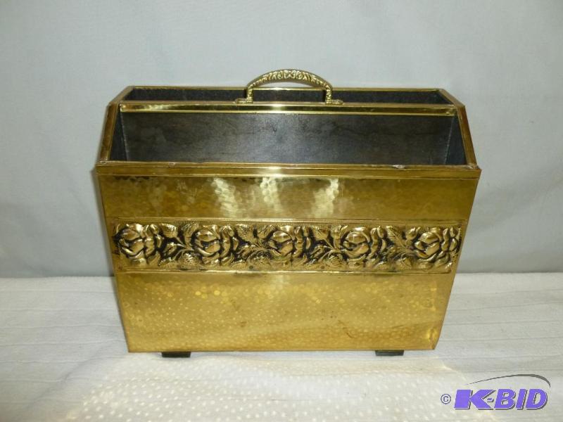 lot 64 image: Vintage brass magazine rack, nice looking pie...