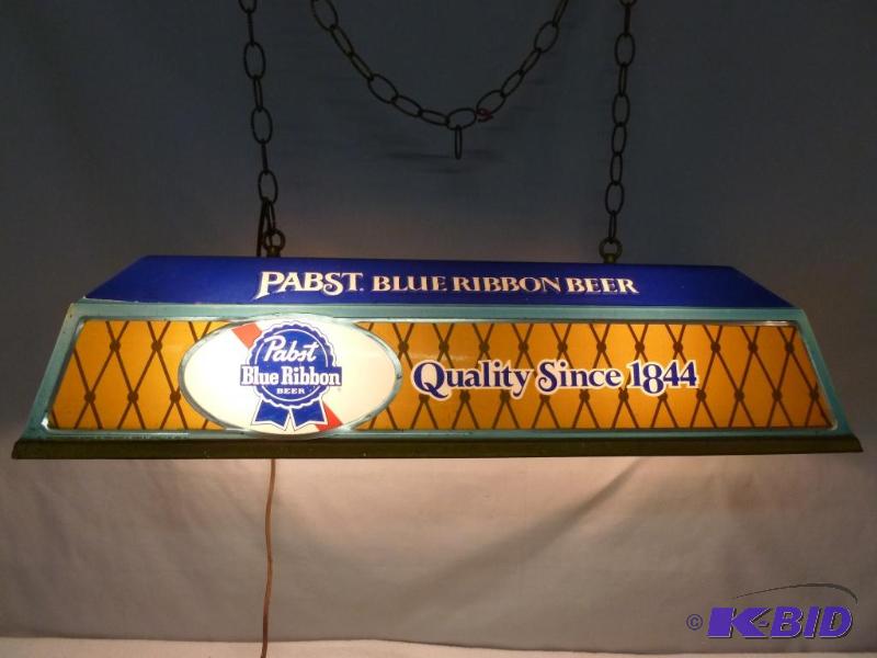 lot 91 image: Vintage Pabst Blue Ribbon hanging pool table ...