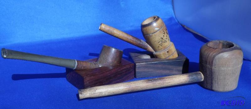 Unmarked Briar Pipe, one larger unmarked wood...