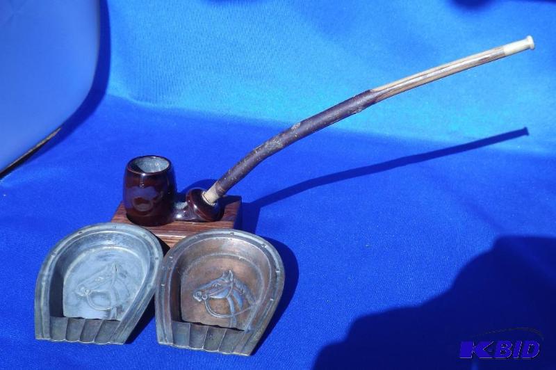 Porcelain or Ceramic pipe with long carved wo...