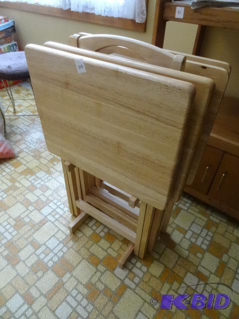 4 Wood TV Trays on Stand...