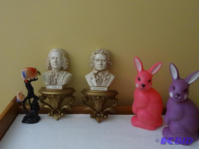 Misc Plastic Bunnies. Bach and Beethoven Wall...
