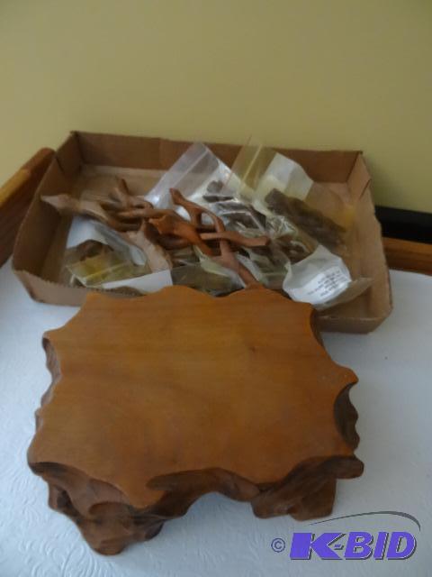 Carved Wood Stand. Carved Rock Holders...
