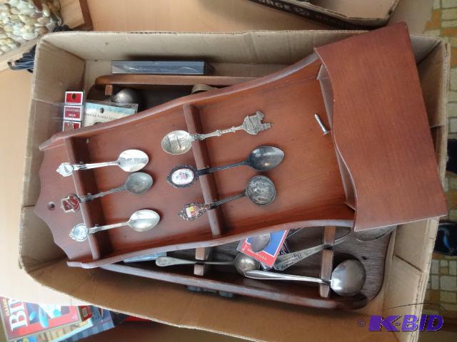 Lots of Misc Collector Spoons and 2 Wood Disp...