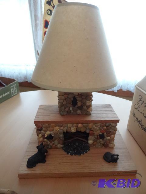 Table Lamp with Stone Fireplace...
