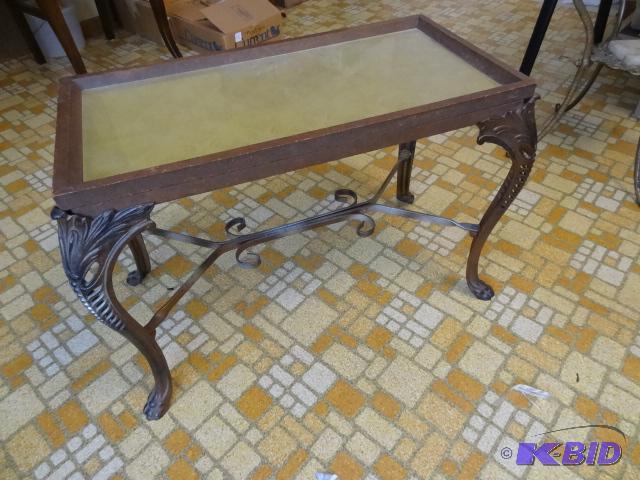 Vintage Metal Framed CoffeeEnd Table Glass T...