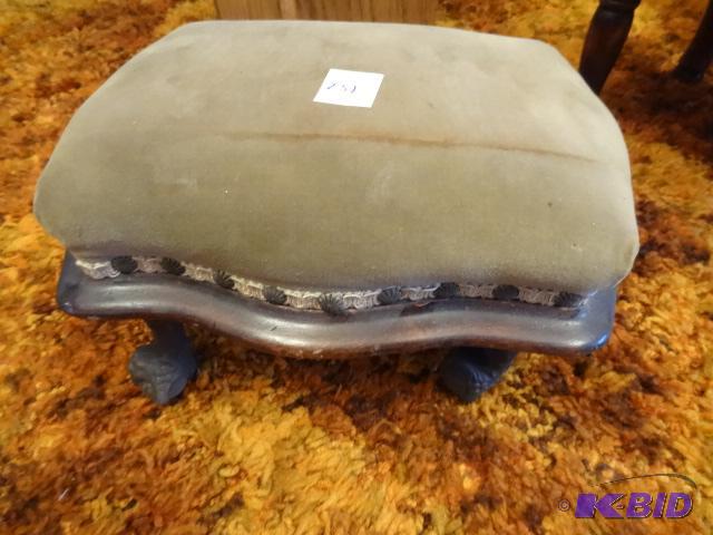 Antique Foot Stool. Glass Bottom Feet...