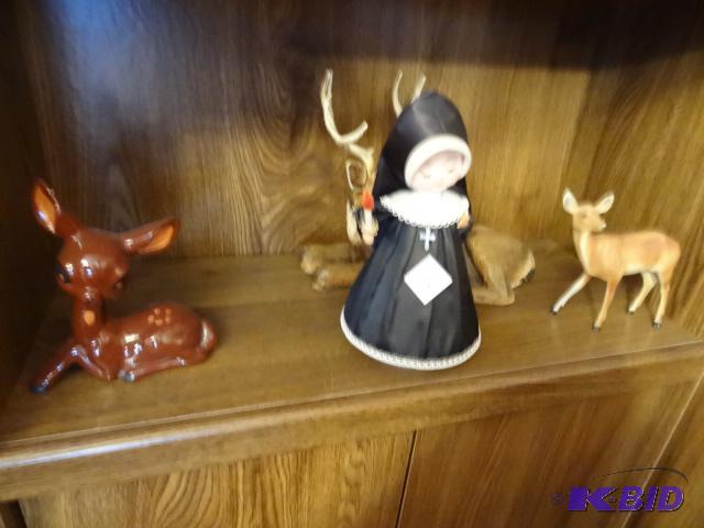 Nun Music Box. Deer Figurines...