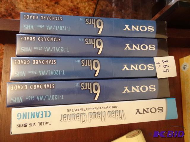 4 New VHS Tapes. Sony Video Head Cleaner. New...