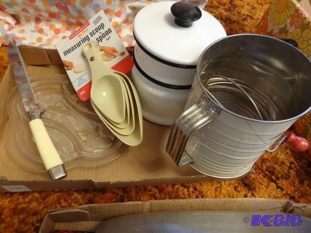 Double Boiler Pot. Sifter, Measuring Cups, Ho...