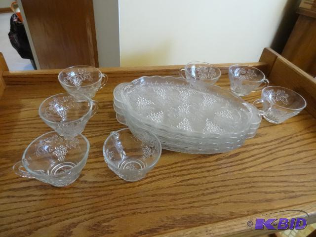 Glass Snack Trays. 8 Trays and 7 Cups...