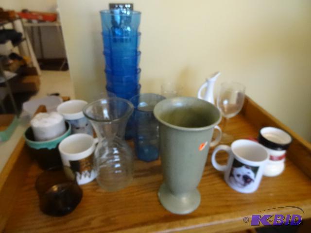 Misc Glasses and Mugs. 2 Vases...