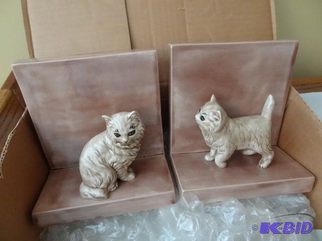 Ceramic Cat Book Ends...