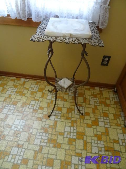Vintage Metal Plant Stand. Marble Shelves. 15...