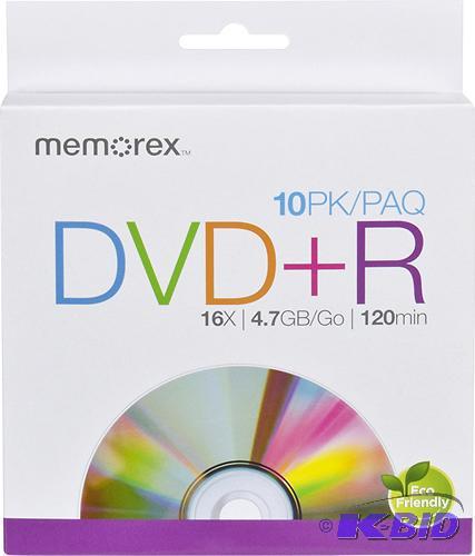 lot 100 image: LOT of 10 DVD Recordable Media - DVDR - 16x - 4.70 GB - 10 Pack Paper Sleeve