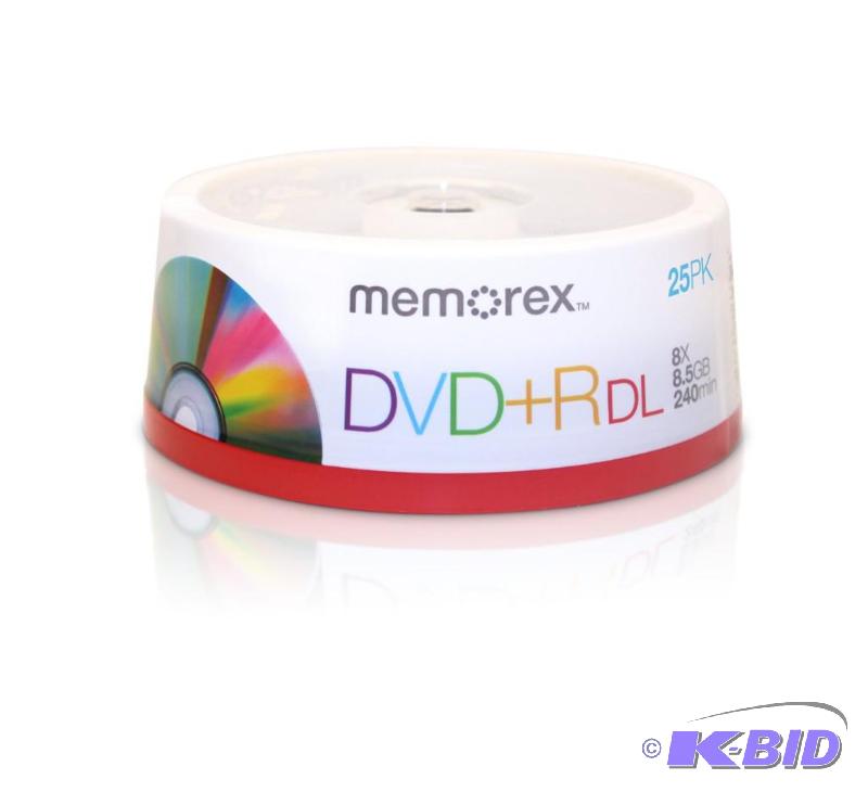 lot 122 image: Lot of 4 Memorex 8.5GB 8X Double Layer DVDR 25pk Spindle