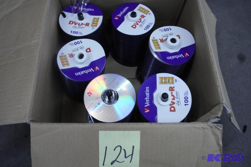 lot 124 image: Lot of 600 Verbatim DVD-Rs 4.7 GB  16x Speed  120 min.
