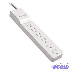 lot 214 image: Surge Protector, 6 Outlets, 4 ft Cord, 720 Joules, White