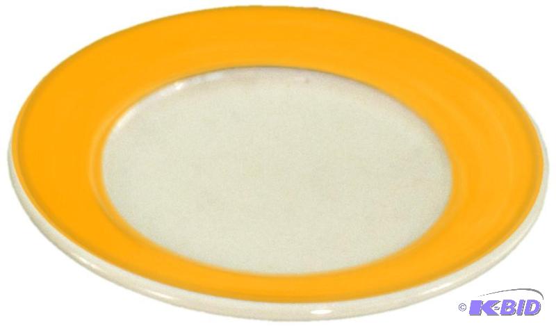 lot 233 image: Crestware Roll Edge 9-Inch Plate with Yellow Rim, 12-Pack
